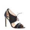 PINKO SANDALS IN SUEDE AND LIZARD-PRINT LEATHER - BLACK