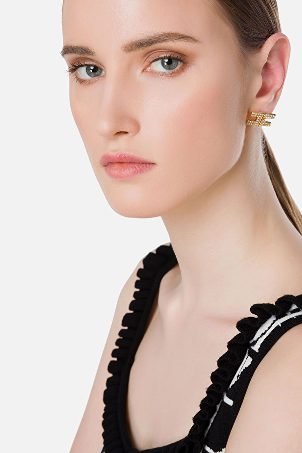 Elisabetta Franchi logo earrings - Επώνυμο Store