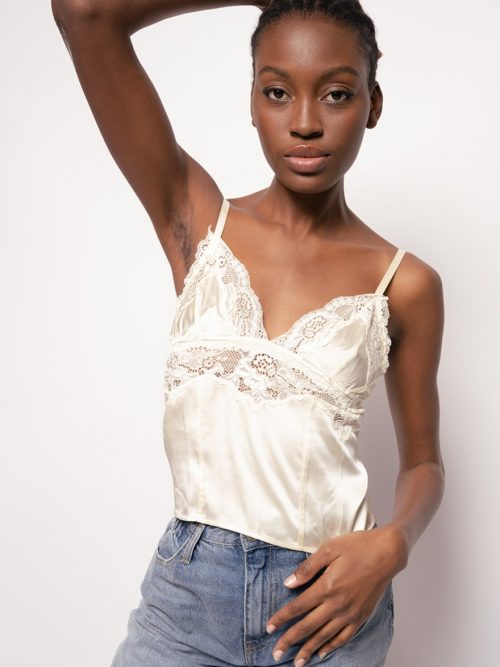PINKO LINGERIE TOP IN SATIN AND LACE