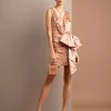 Elisabetta Franchi Dress in silk satin fabric with giraffe print