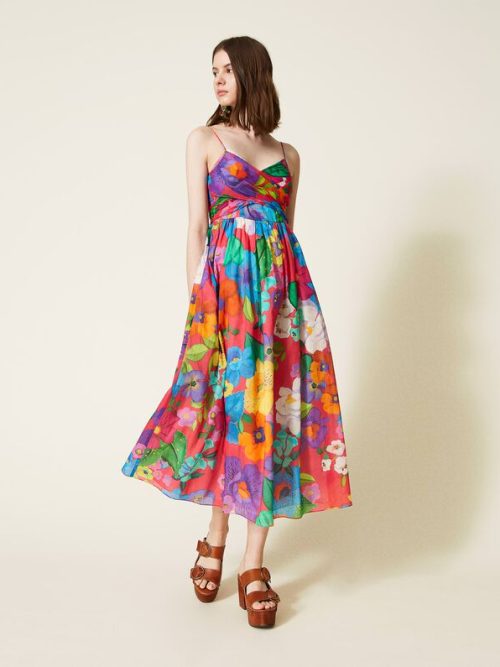 Twinset Long muslin floral dress
