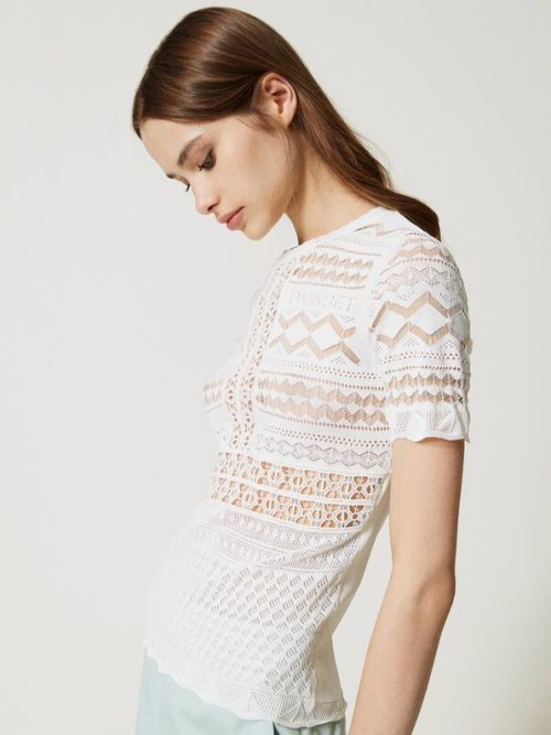 Twinset Fitted jumper with lace stitch