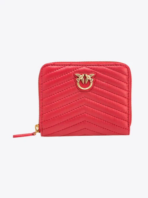 PINKO SQUARE QUILTED NAPPA LEATHER ZIP-AROUND PURSE