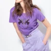 PINKO T-SHIRT WITH LOVE BIRDS EMBROIDERY