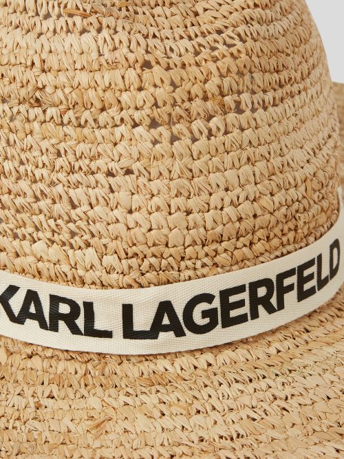 KARL LAGERFELD K/ESSENTIAL LOGO RAFFIA SUN HAT