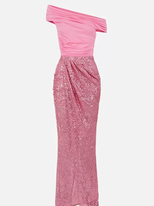 Elisabetta Franchi Red carpet dress with jersey top and sequin skirt