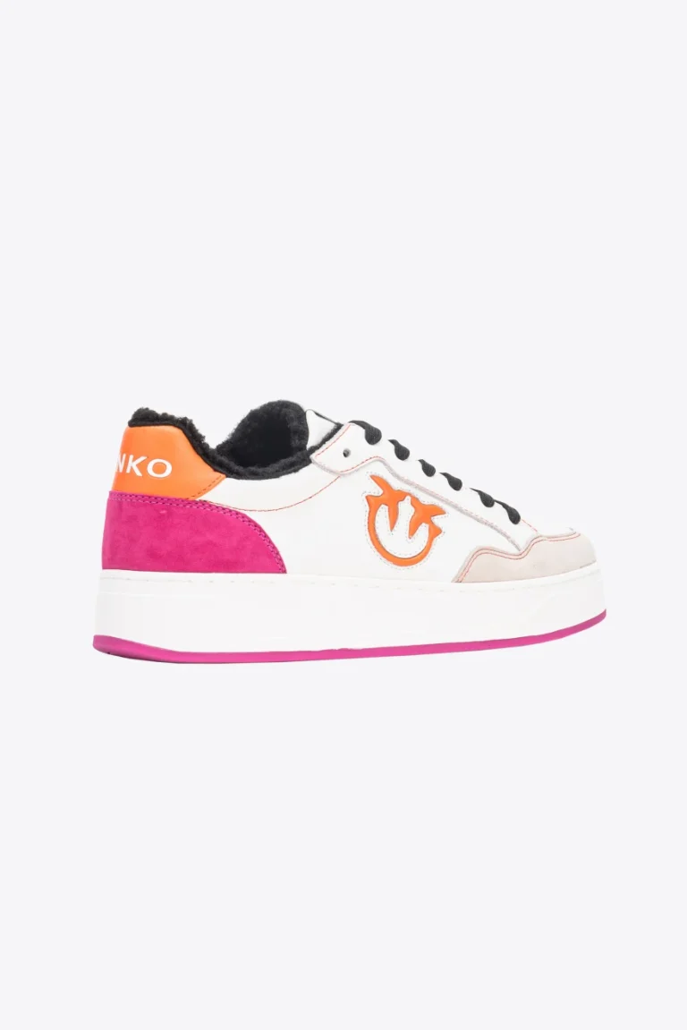 PINKO FAUX FUR BASKETBALL SNEAKERS WITH LOGO