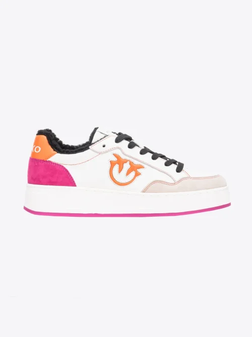 PINKO FAUX FUR BASKETBALL SNEAKERS WITH LOGO