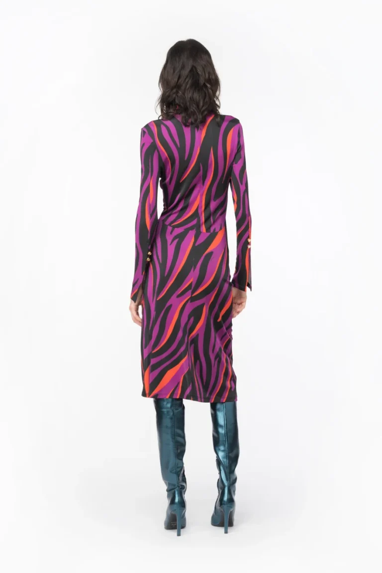 Pinko slim-fitting dress with psychedelic zebra print