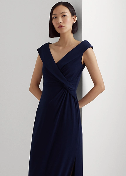 Ralph Lauren Jersey Off-the-Shoulder Gown