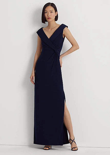 Ralph Lauren Jersey Off-the-Shoulder Gown