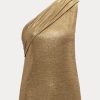 Ralph Lauren Foil-Print Jersey One-Shoulder Top