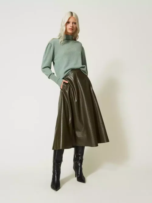 Twinset Midi skirt with textured animal print