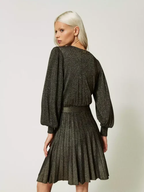 Twinset Short pleated lurex knit dress
