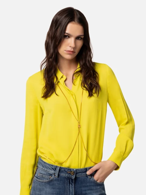 Elisabetta Franchi Blouse in viscose georgette fabric with body chain