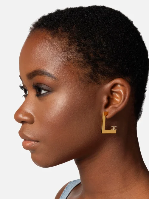 Elisabetta Franchi Double geometric logo earrings