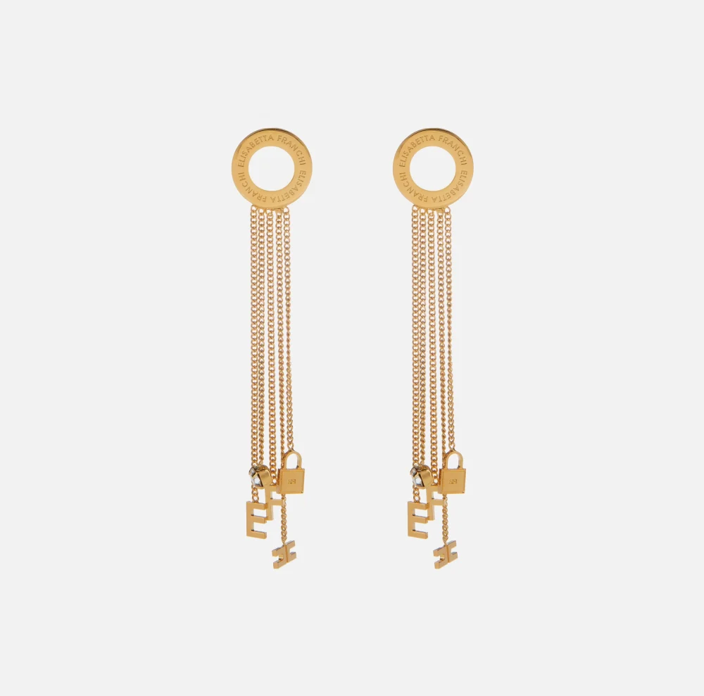 Elisabetta Franchi Pendant earrings with tassels and charms