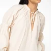 PINKO MUSLIN BLOUSE WITH OPENWORK EMBROIDERY