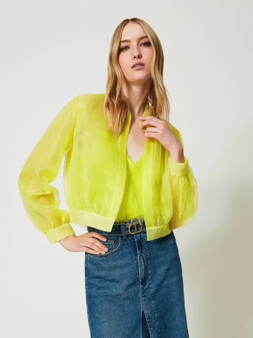 Twinset Organza and lace bomber jacket
