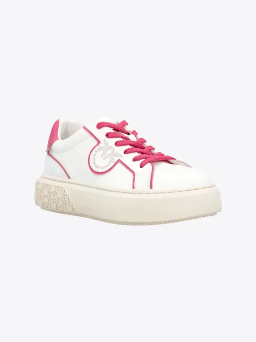 PINKO LEATHER SNEAKERS WITH CONTRASTING DETAILS