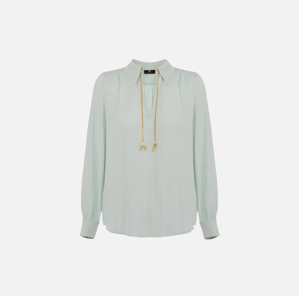 Elisabetta Franchi Blouse in viscose georgette fabric with accessory at the neck