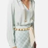 Elisabetta Franchi Blouse in viscose georgette fabric with accessory at the neck
