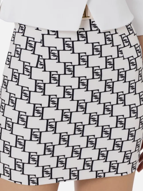Elisabetta Franchi Stretch crêpe mini skirt with logo print