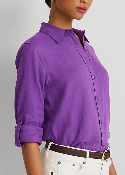 Ralph Lauren Relaxed Fit Linen Roll Tab-Sleeve Shirt