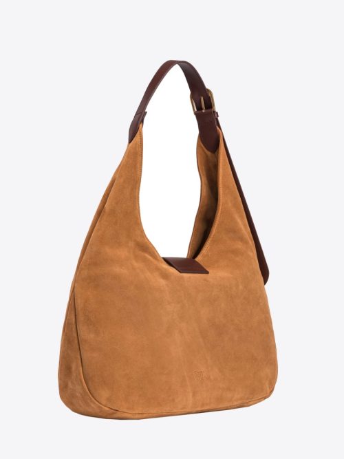 PINKO BIG HOBO BAG IN SUEDE AND LEATHER