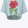 Pinko cropped t-shirt with rose print
