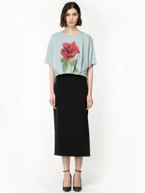 Pinko cropped t-shirt with rose print