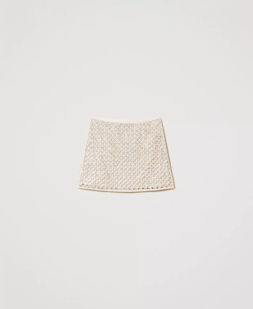 Twinset mesh miniskirt with embroidery