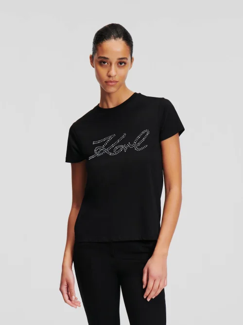 Karl Lagerfeld rhinestone karl signature t-shirt