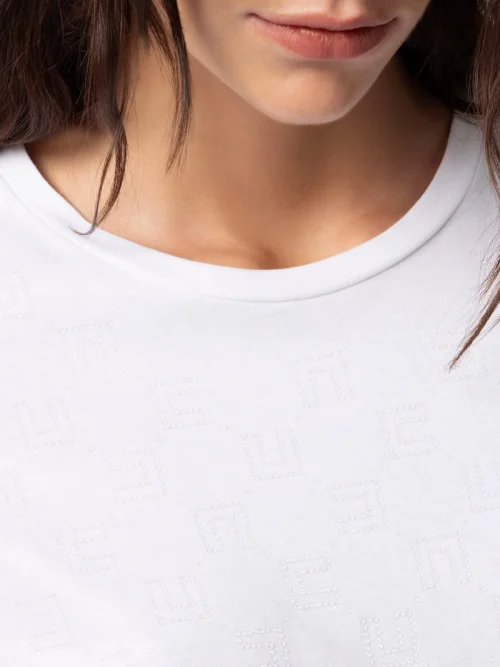 Elisabetta Franchi Jersey T-shirt with rhinestones logo