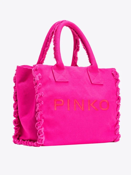 Pinko beach shopper in recycled canvas