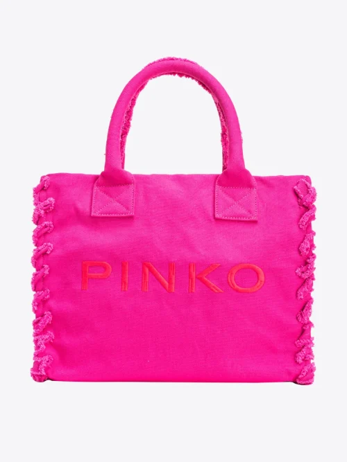 Pinko beach shopper in recycled canvas