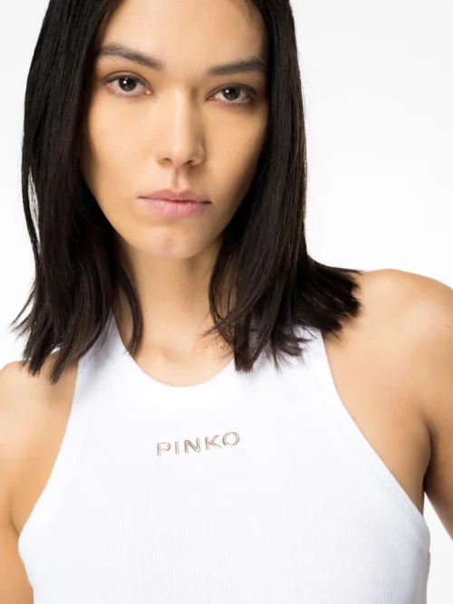 Pinko ribbed top with logo