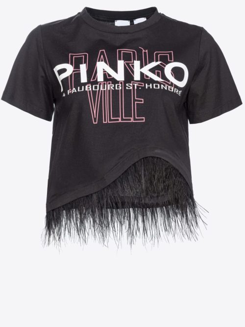 Pinko cities t-shirt with feathers