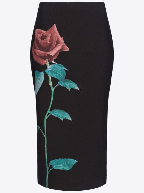 Pinko rose-print calf-lenght skirt