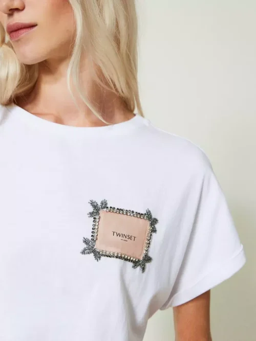 Twinset T-shirt with logo label and embroidery