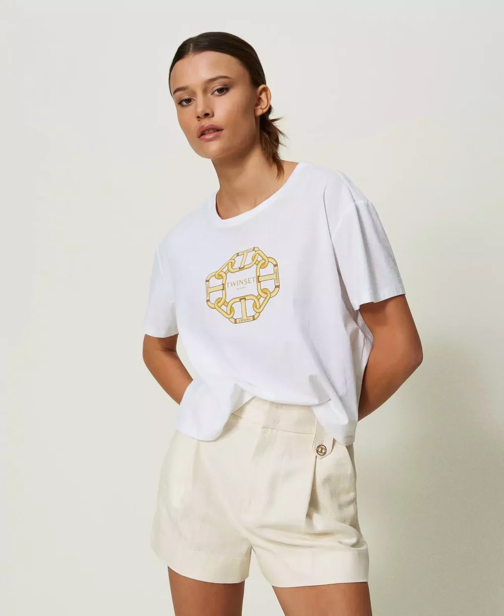 Twinset T-shirt with chain print and Oval T