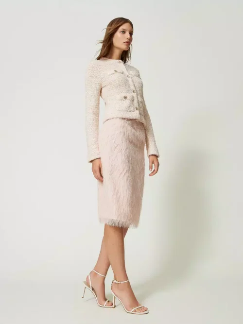 Twinset midi skirt with feather-like threads