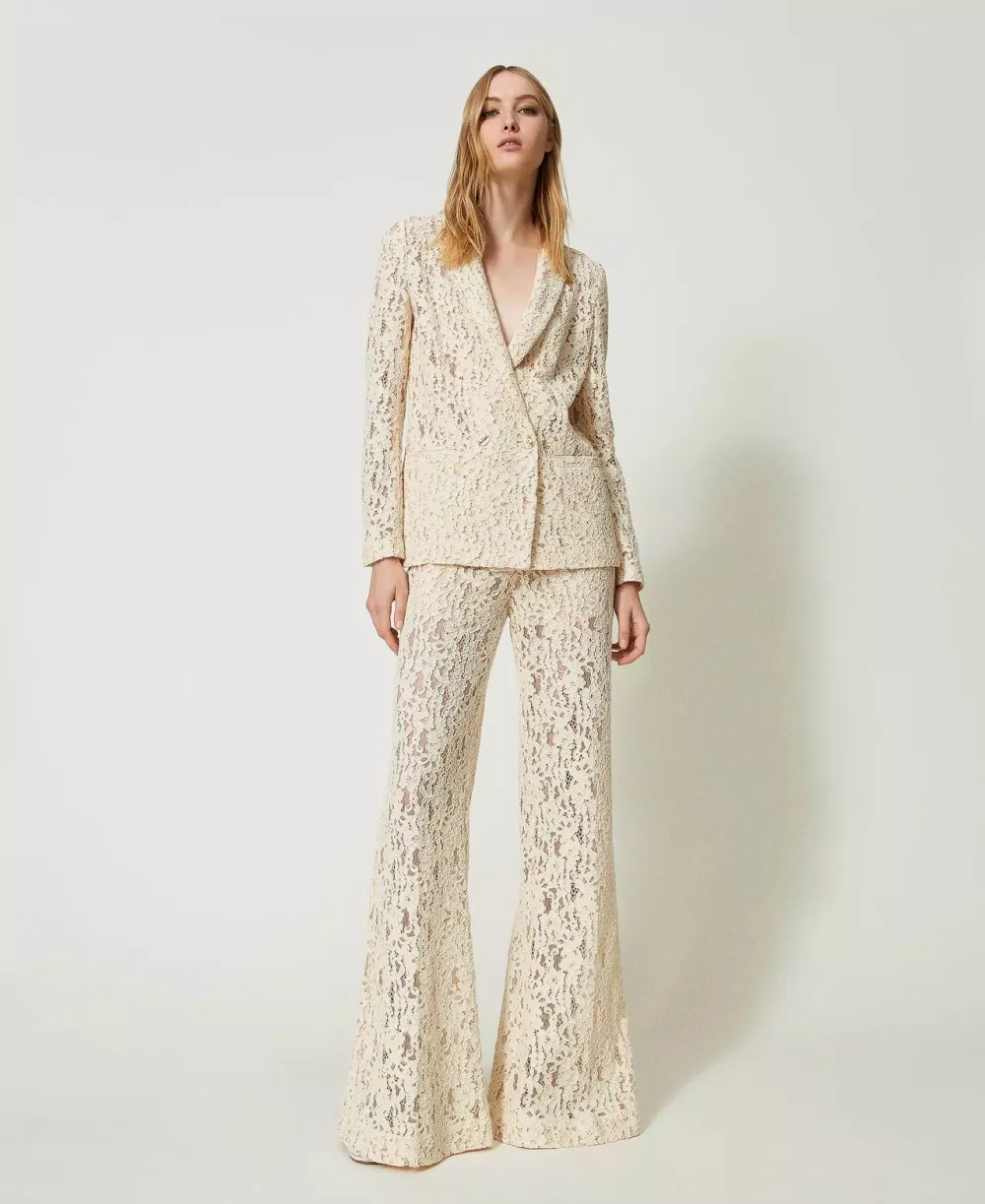 Twinset Macramé lace flared trousers