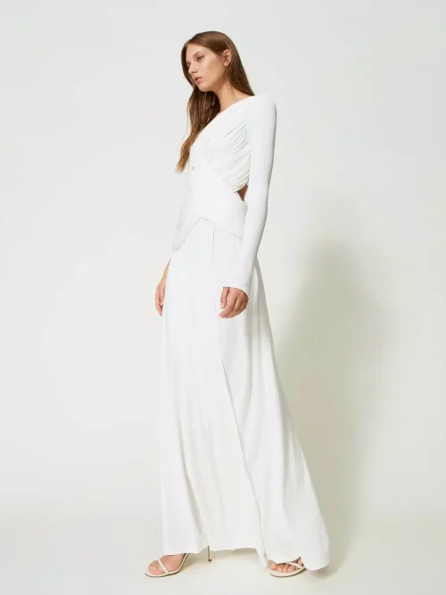 Twinset long one-shoulder dress with draping