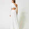 Twinset long one-shoulder dress with draping