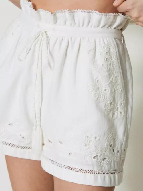 Twinset Muslin shorts with embroideries