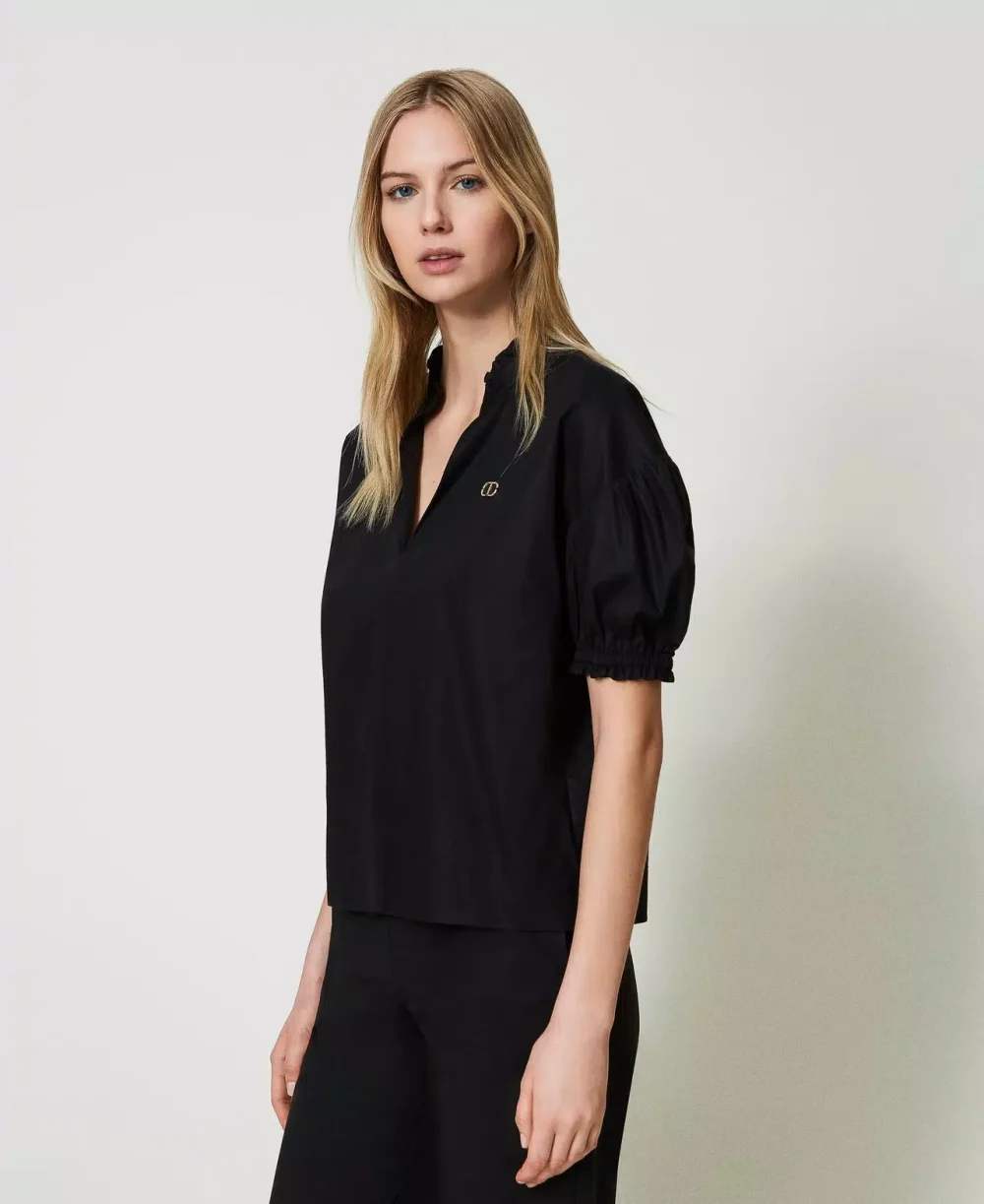 Twinset poplin blouse with Oval T