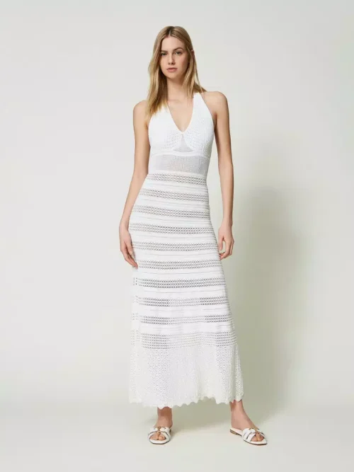 Twinset long lace-like knit dress