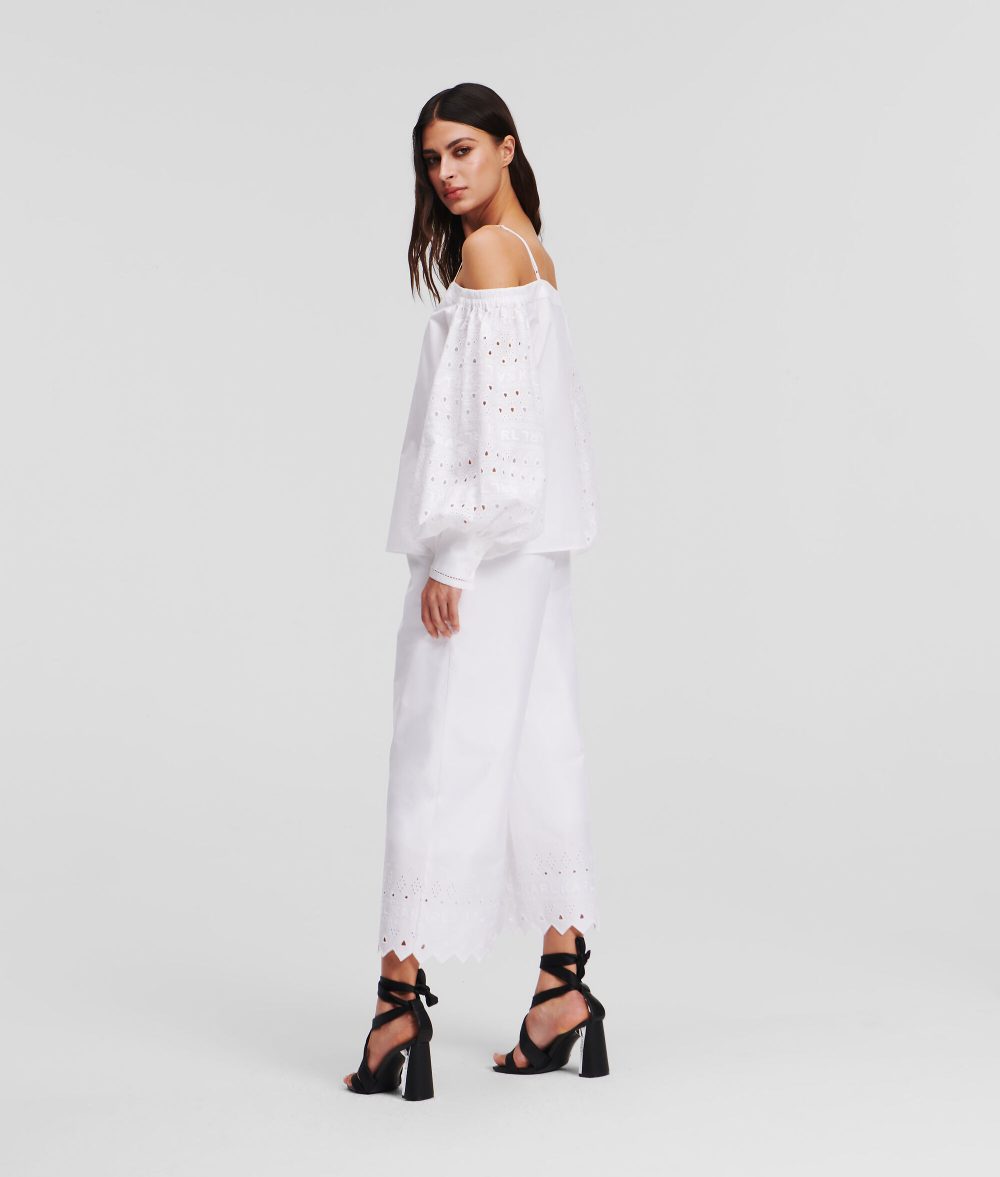 Karl Lagerfeld broderie anglaise off-shoulder shirt