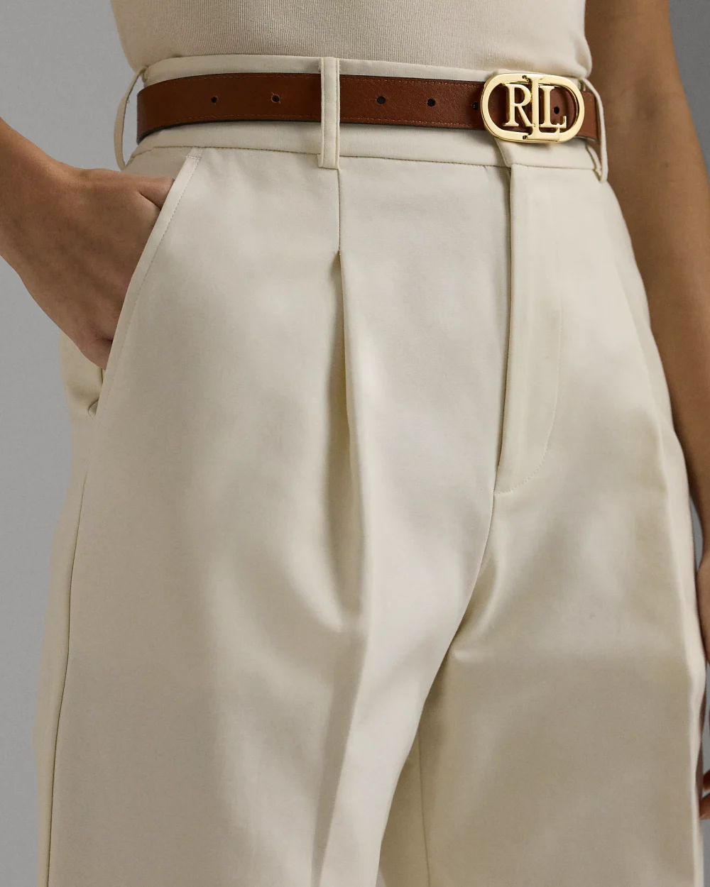 Ralph Lauren Double-Faced Cotton Ankle Trouser